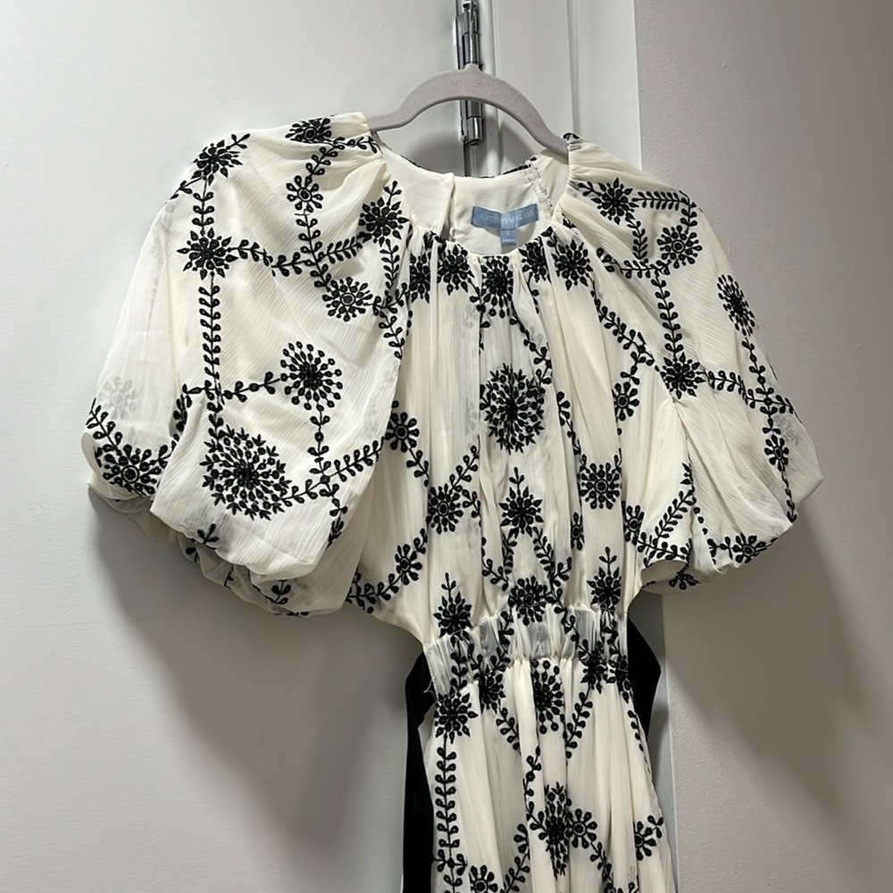 Antonio melani size 4 cream/black emb dress